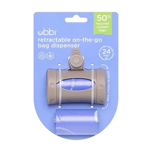 Ubbi Retractable Diaper Bag Dispenser with Silicone Strap & Lavender Bags | Taupe, 1 Count (Pack of 1) thumbnail 8