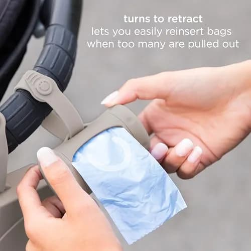 Ubbi Retractable Diaper Bag Dispenser with Silicone Strap & Lavender Bags | Taupe, 1 Count (Pack of 1) thumbnail 3