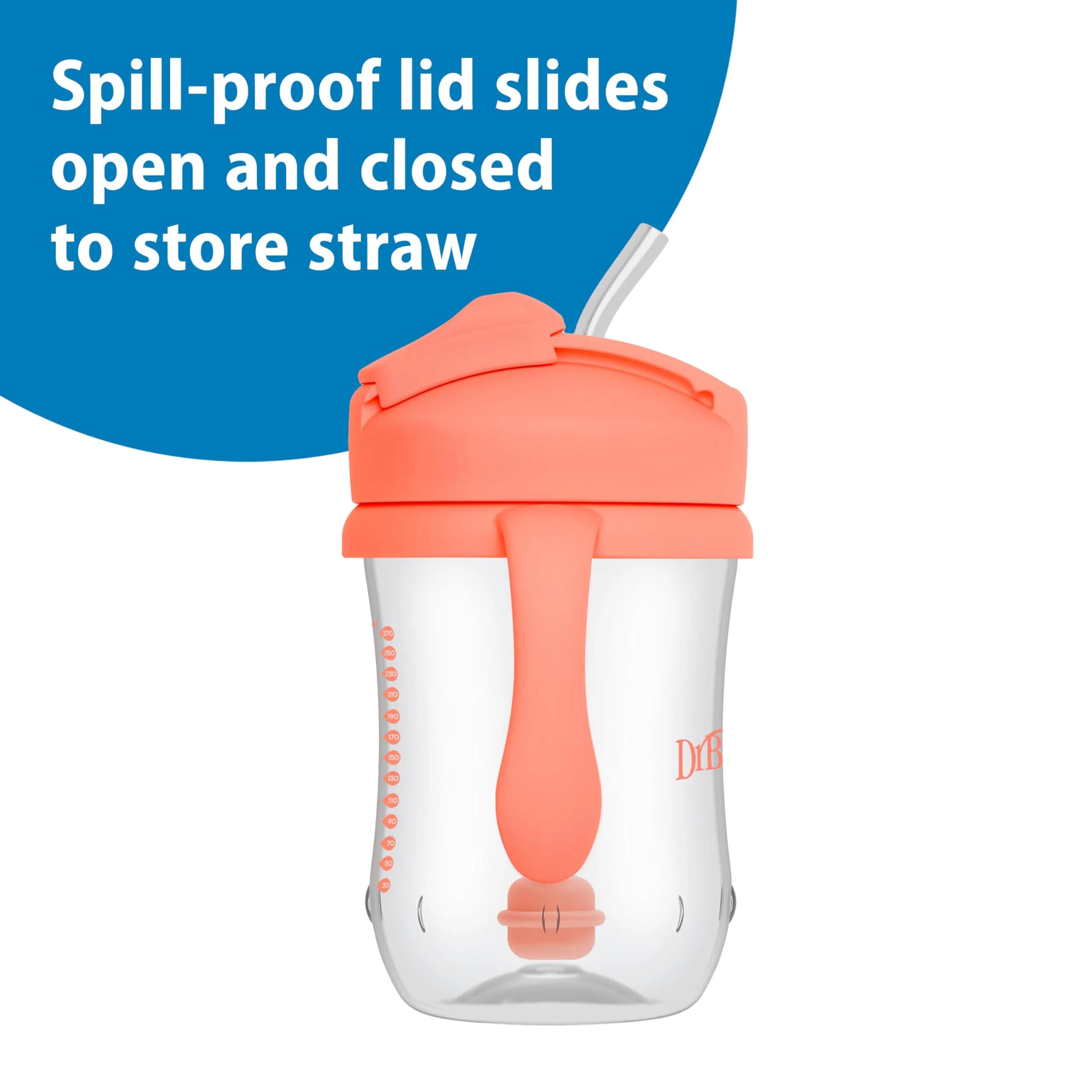Dr. Brown's Milestones Baby's First Straw Cup, Coral, 270ml (9 oz) | Spill-Proof & BPA-Free for Toddlers 6m+ - view 4