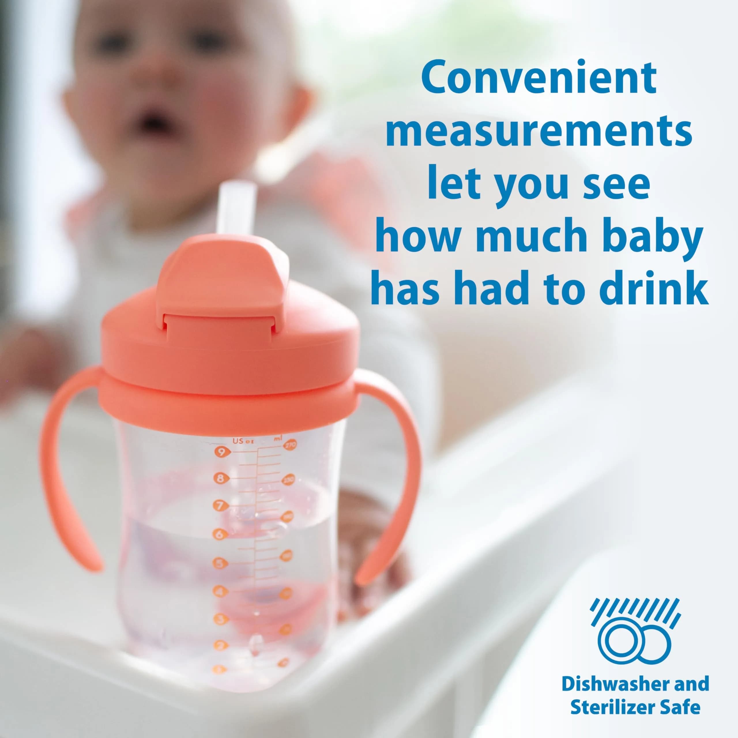 Dr. Brown's Milestones Baby's First Straw Cup, Coral, 270ml (9 oz) | Spill-Proof & BPA-Free for Toddlers 6m+ - view 6