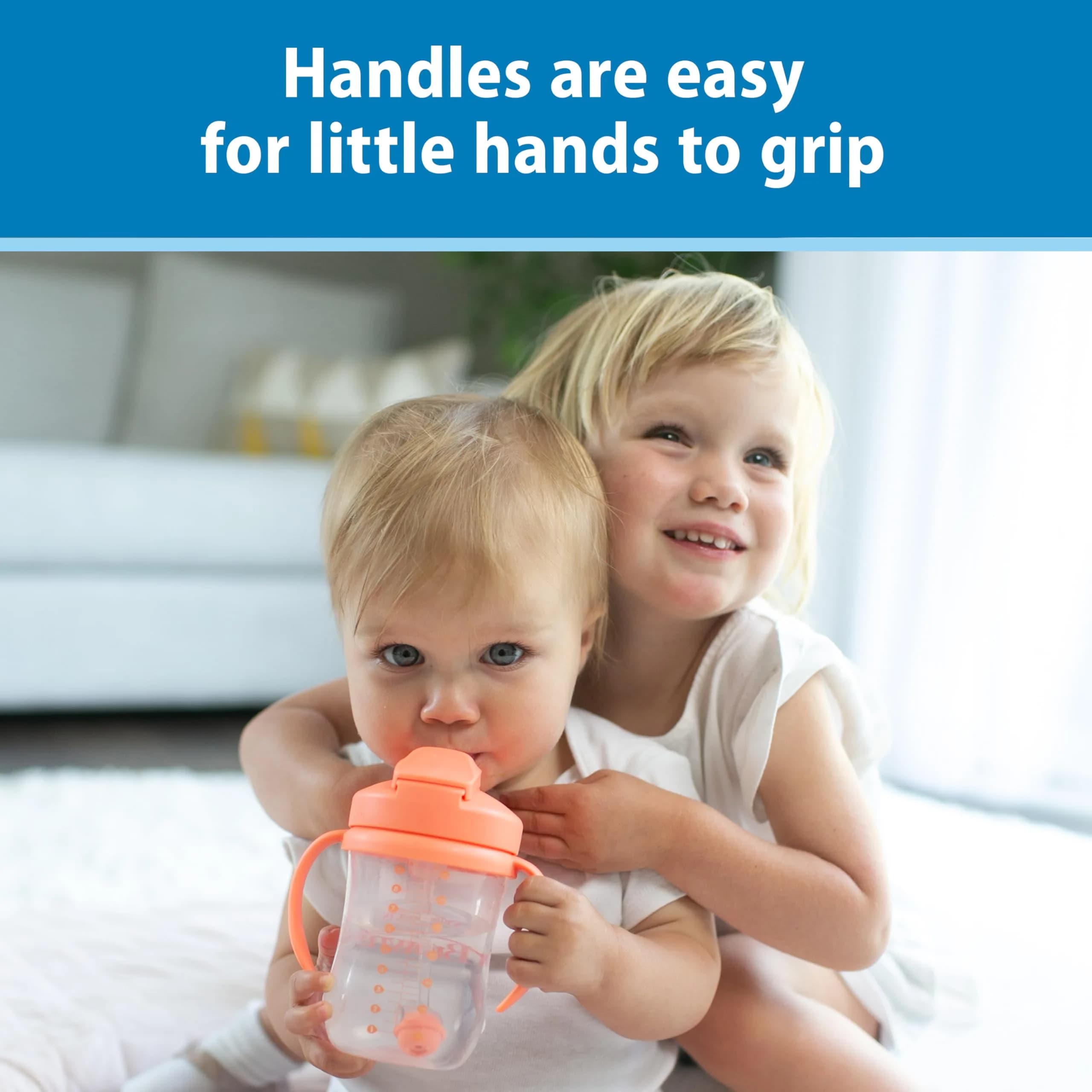 Dr. Brown's Milestones Baby's First Straw Cup, Coral, 270ml (9 oz) | Spill-Proof & BPA-Free for Toddlers 6m+ - view 3