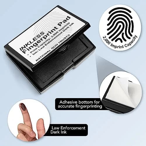 NATIONAL GUN TRUSTS Fingerprint Ink Pad - Made in USA - Black Ink, 2.16" Wide | Permanent, Inkless, Law Enforcement thumbnail 6