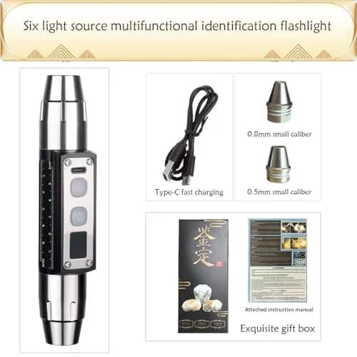 YZYOE 6-LED Rechargeable Gemstone Flashlight 14cm (5.5in) | Jade Appraisal & Diamond Detector Lamp thumbnail 7