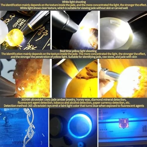 YZYOE 6-LED Rechargeable Gemstone Flashlight 14cm (5.5in) | Jade Appraisal & Diamond Detector Lamp thumbnail 2