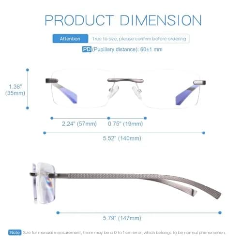 Missfive Premium Aluminum Progressive Multifocus Reading Glasses 14.7cm (5.79in) | Blue Light Blocking for Workspace thumbnail 5
