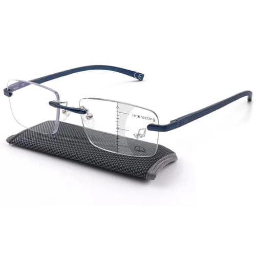 Missfive Premium Aluminum Progressive Multifocus Reading Glasses +2.25 Diopters | Blue Light Blocking, Spring Hinge thumbnail 7