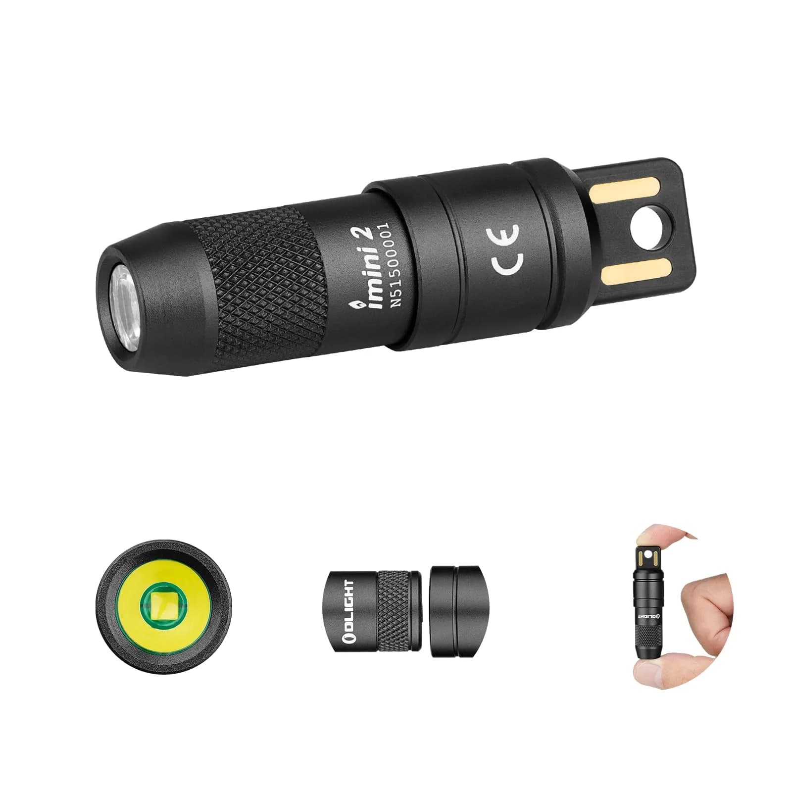 OLIGHT IMINI 2 Rechargeable Mini Flashlight Black | 50 Lumens, 21 M Throw, Compact & Stylish