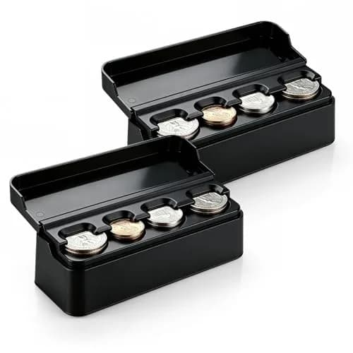 SINGARO Coin Holder for Car, Dash-Mounted Coin Organizer with 4 Slots, 2-Pack Black | Fits Most Cars & Trucks thumbnail 1