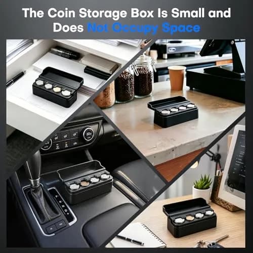 SINGARO Coin Holder for Car, Dash-Mounted Coin Organizer with 4 Slots, 2-Pack Black | Fits Most Cars & Trucks thumbnail 6