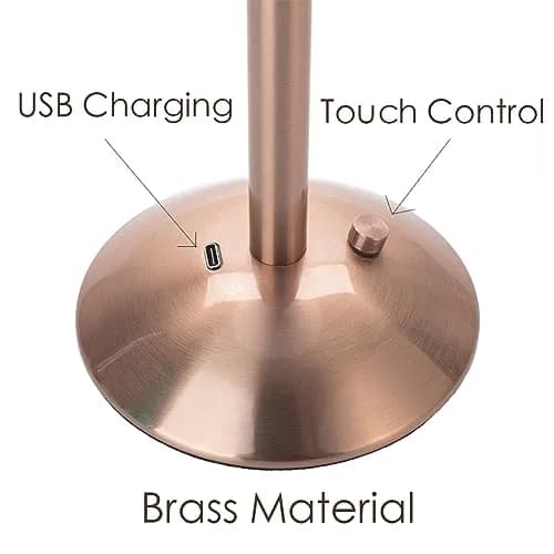 HEQET Cordless Table Lamp 12'' (30.48 cm) | Rechargeable LED Brass Portable Lamp with Dimmer thumbnail 4
