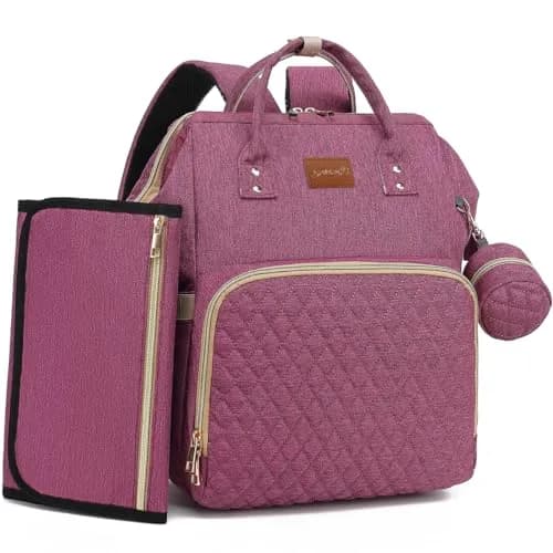 ROSEGIN Large Diaper Bag Backpack 35L (1.6 lbs) | Waterproof Quilted Travel Bag with Changing Pad & Stroller Straps thumbnail 1