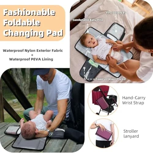 ROSEGIN Large Diaper Bag Backpack 35L (1.6 lbs) | Waterproof Quilted Travel Bag with Changing Pad & Stroller Straps thumbnail 5