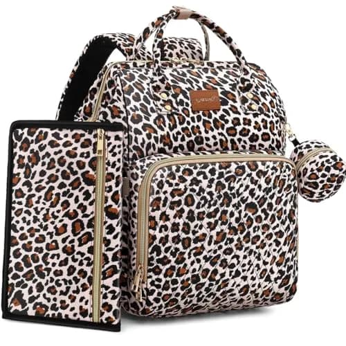 ROSEGIN Diaper Bag Backpack with Changing Pad & Pacifier Case, 35L Large, Waterproof, Cheetah Print | Unisex Travel Baby Bag thumbnail 1