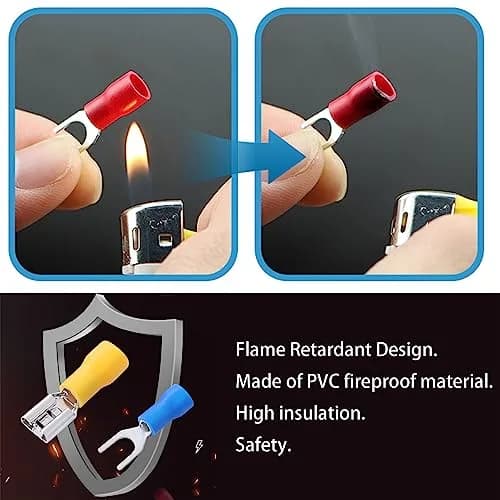 Feggizuli 330PCS Crimp Connectors, 2.8mm 4.8mm 6.3mm Male and Female Spade Connector kit, 15 Types Crimp Terminals Electrical Connectors, Electrical Terminals Includes Spade Ring Fork Wire Connectors | Copper, PVC, 330 pcs thumbnail 7