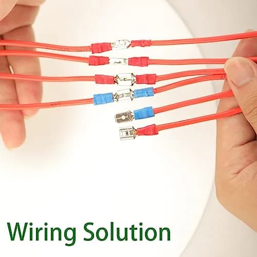 Feggizuli 330PCS Crimp Connectors, 2.8mm 4.8mm 6.3mm Male and Female Spade Connector kit, 15 Types Crimp Terminals Electrical Connectors, Electrical Terminals Includes Spade Ring Fork Wire Connectors | Copper, PVC, 330 pcs thumbnail 9