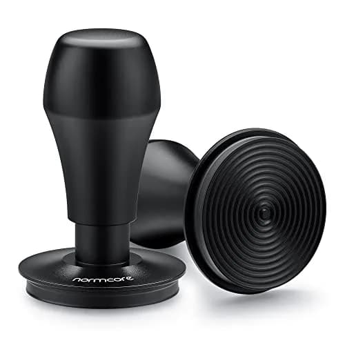 Normcore 58.5mm Titanium PVD Ripple Base Espresso Coffee Tamper V4 with 15lb/25lb/30lb Springs & Stand | Calibrated for 58mm Baskets — Titanium
