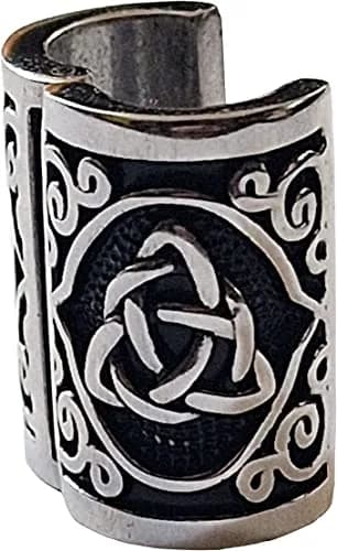 VALHALLA Viking Beard Bead Clip-On 316L Stainless Steel with Valknut Motif | 10mm (0.4 inch) Opening thumbnail 1