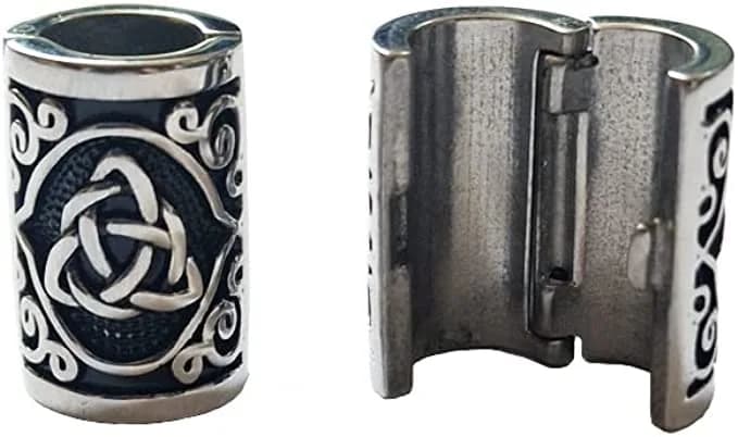 VALHALLA Viking Beard Bead Clip-On 316L Stainless Steel with Valknut Motif | 10mm (0.4 inch) Opening thumbnail 3