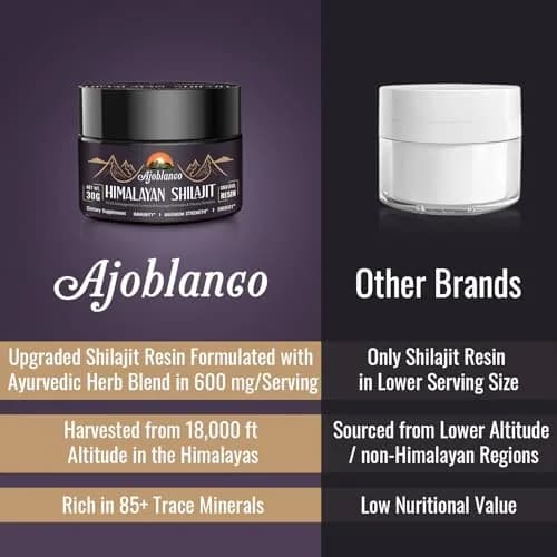 Ajoblanco 600mg Himalayan Shilajit Resin | Organic Ayurvedic Energy & Immunity Support thumbnail 5
