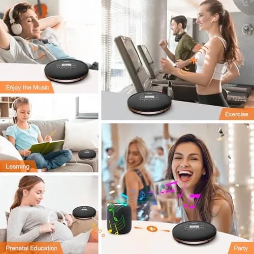 QDZ CD711T Portable CD Player with Bluetooth, USB Rechargeable, 12-Hour Playback | 15.6 cm (5.63 in) Discman with Anti-Shock thumbnail 6