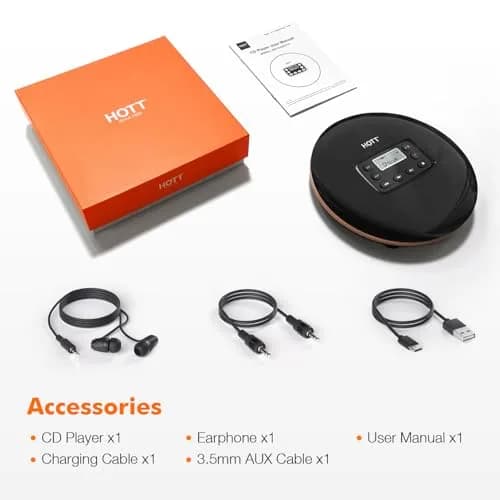 QDZ CD711T Portable CD Player with Bluetooth, USB Rechargeable, 12-Hour Playback | 15.6 cm (5.63 in) Discman with Anti-Shock thumbnail 9
