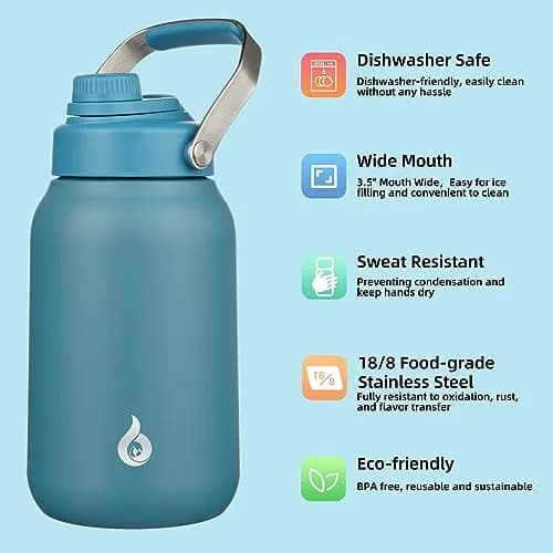 BJPKPK 64oz Insulated Water Bottle | Double Wall Stainless Steel, Leakproof, BPA-Free, 24H Cold/12H Hot thumbnail 2