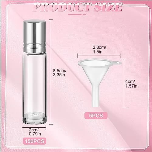 Sumind 150 Pcs Glass Essential Oil Roller Bottles 10 ml | Leakproof, Reusable, Travel Friendly thumbnail 2