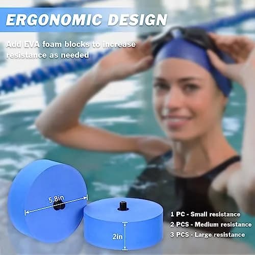 Hikeen Aquatic Exercise Dumbbells Blue | Water Aerobics Pool Resistance Dumbbells thumbnail 3