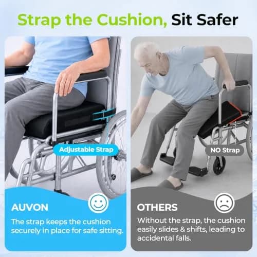 AUVON Gel Wheelchair Seat Cushion XL (43.18 cm x 38.1 cm x 7.62 cm) | Pressure Relief for Back Pain thumbnail 5