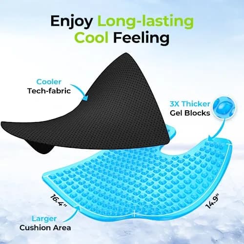 AUVON Gel Wheelchair Seat Cushion XL (43.18 cm x 38.1 cm x 7.62 cm) | Pressure Relief for Back Pain thumbnail 2