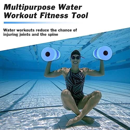 Hikeen Aquatic Exercise Dumbbells Short 2 EVA Blue | Water Resistance Workout for Pool Aerobics & Rehab thumbnail 4