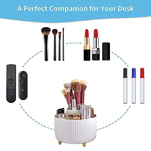 Marbrasse Rotating Desk Organizer White 15.5cm (6.1in) | 5 Compartments for Office, Home, Crafts thumbnail 6