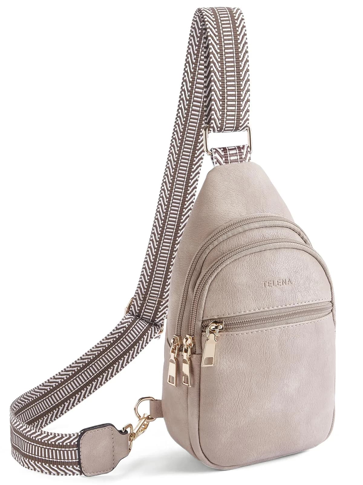 Telena Leather Sling Bag for Women Crossbody Adjustable Strap Cloud Grey | Hands-Free Fashion — C-cloud Grey