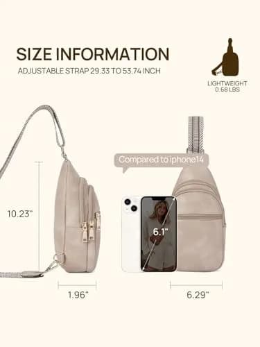 Telena Leather Sling Bag for Women Crossbody Adjustable Strap Cloud Grey | Hands-Free Fashion thumbnail 4