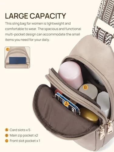 Telena Leather Sling Bag for Women Crossbody Adjustable Strap Cloud Grey | Hands-Free Fashion thumbnail 3
