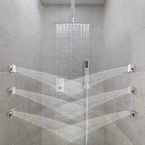 EVERSTEIN Shower System with Body Jets | 12 Inch Rain Mixer Set | Brushed Nickel thumbnail 9