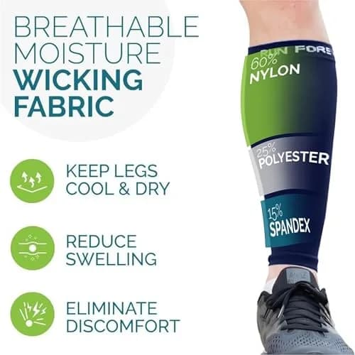 Run Forever Calf Compression Sleeves Navy 2XL | Graduated 20-30 mmHg Compression for Pain Relief & Recovery thumbnail 9