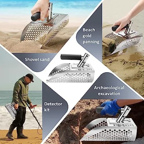 GADFISH Heavy Duty Sand Scoop for Metal Detecting | 790g (1.74 lb) Stainless Steel Sifting Tool thumbnail 6