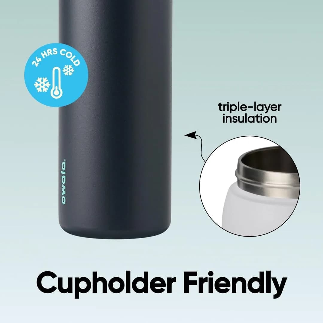 Owala FreeSip Insulated Stainless Steel Water Bottle 40 oz Foggy Tide | Keeps Cold 24 Hours - view 4