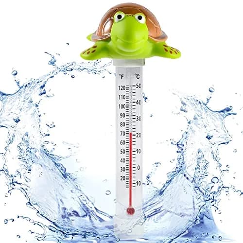Unipool Floating Pool Thermometer Turtle Style with String | Large Display, Fahrenheit & Celsius, Shatter Resistant thumbnail 1