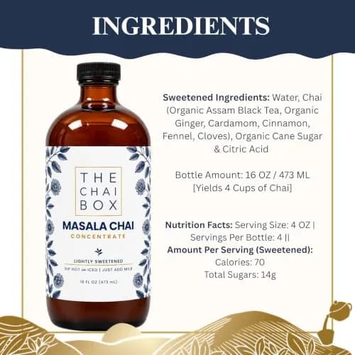 The Chai Box Sweetened Chai Concentrate 16 oz | Vegan & Gluten Free | Small Batch Indian-Inspired Flavour thumbnail 3