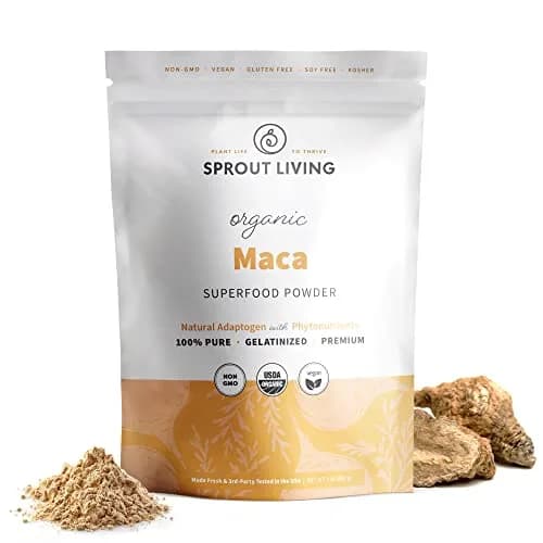 Sprout Living Organic Gelatinized Maca Root Powder | Adaptogen for Energy & Balance (70-120 chars) thumbnail 1