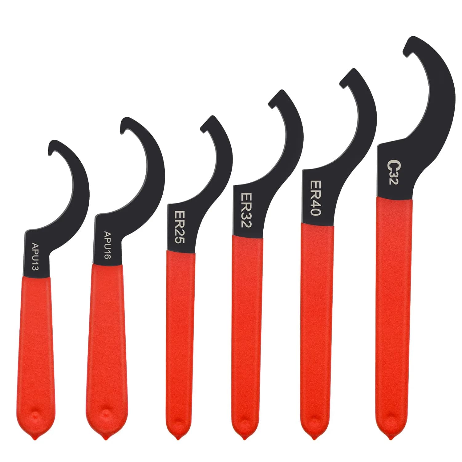 Mdvora 6pcs Coilover Spanner Wrench Set, C-Shape Shock Hook Wrench Tools | Durable Alloy Steel & Rubber Handle