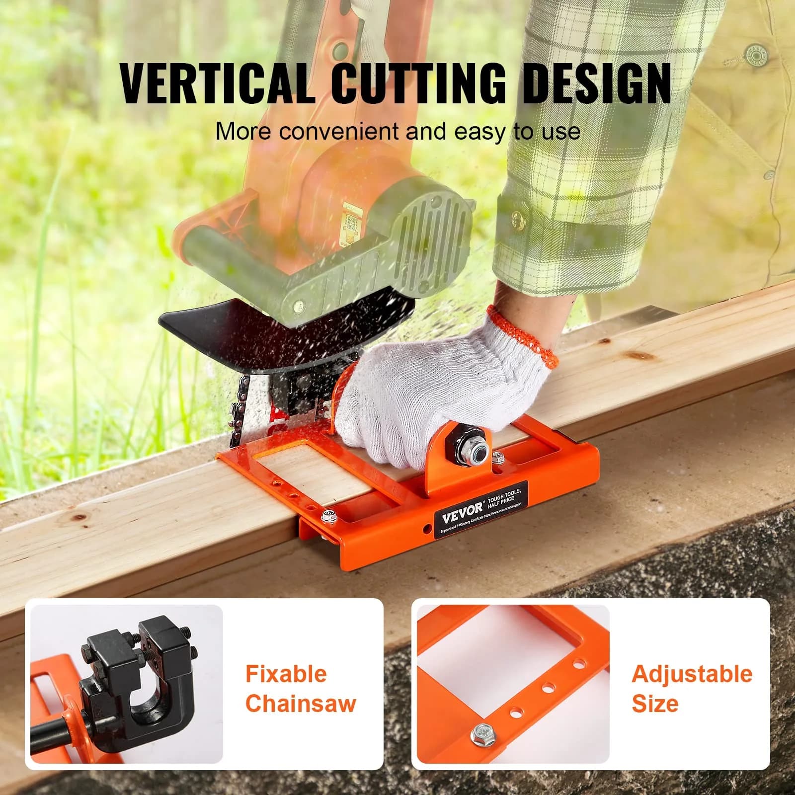 VEVOR Chainsaw Mill Vertical Lumber Cutting Guide 20.8cm (8.1 in) | Industrial-Grade Cast Iron Attachment - view 5