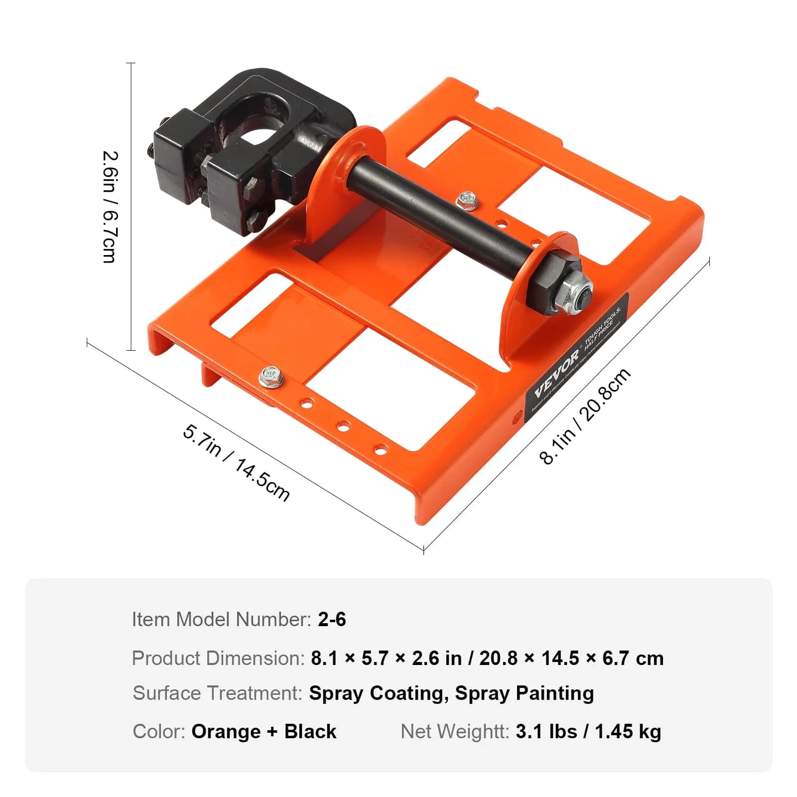 VEVOR Chainsaw Mill Vertical Lumber Cutting Guide 20.8cm (8.1 in) | Industrial-Grade Cast Iron Attachment - view 7