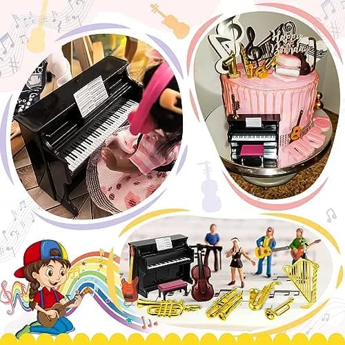 FFNIU Dollhouse Musical Instruments Miniature Violin Guitar Piano Drum Trumpet | 12 Scale Dollhouse Accessory thumbnail 4