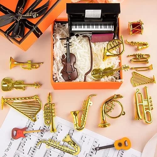 FFNIU Dollhouse Musical Instruments Miniature Violin Guitar Piano Drum Trumpet | 12 Scale Dollhouse Accessory thumbnail 5