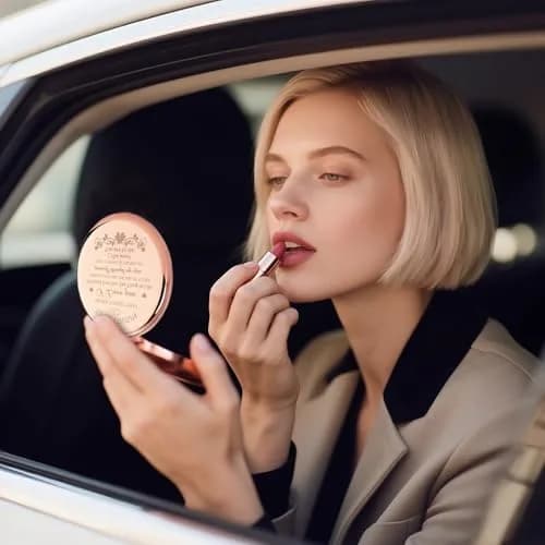 GAOLZIUY Rose Gold Compact Mirror | 7 cm (2.8"L x 2.6"W) Double-Sided Makeup Mirror thumbnail 4