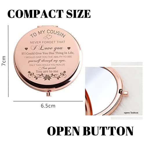 GAOLZIUY Rose Gold Compact Mirror | 7 cm (2.8"L x 2.6"W) Double-Sided Makeup Mirror thumbnail 5