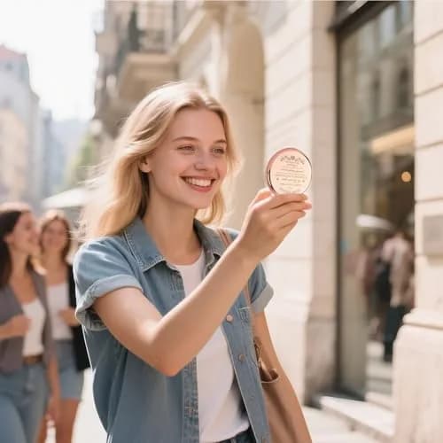 GAOLZIUY Rose Gold Compact Mirror | 7 cm (2.8"L x 2.6"W) Double-Sided Makeup Mirror thumbnail 3